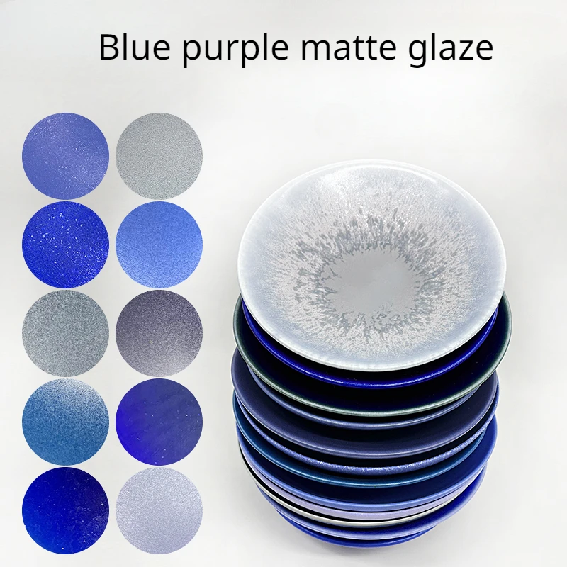 Medium Temperature Art Glaze Blue  Purple Advanced  Oxidation Electric Kiln Fired DIY Ceramic Handicrafts Matt Blue Glaze