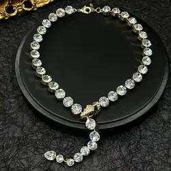 Vintage Large Rhinestone Y-shaped Long Necklace European and American Light Luxury Full Diamond Personality Necklace Jewelry