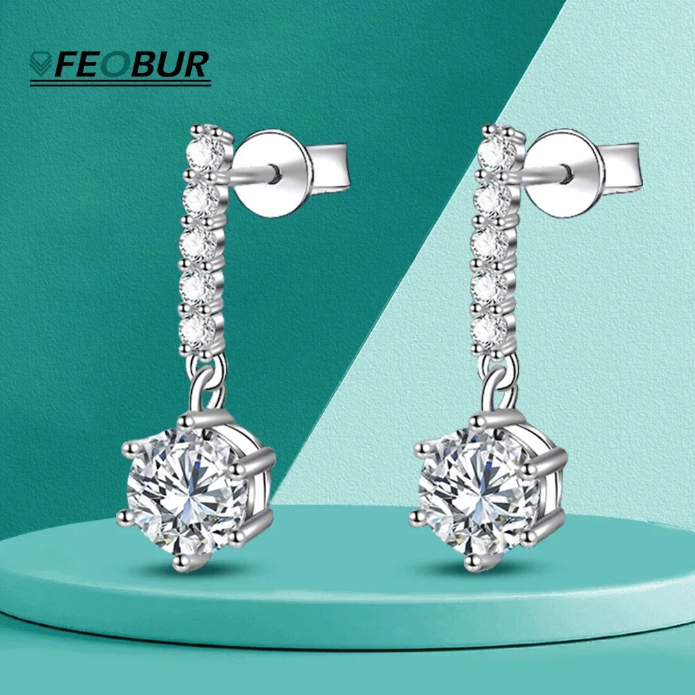 Brincos de moissanite real cor 1ct d para mulheres, brincos pendurados com borla longa e diamante brilhante, prata esterlina 925 certificada