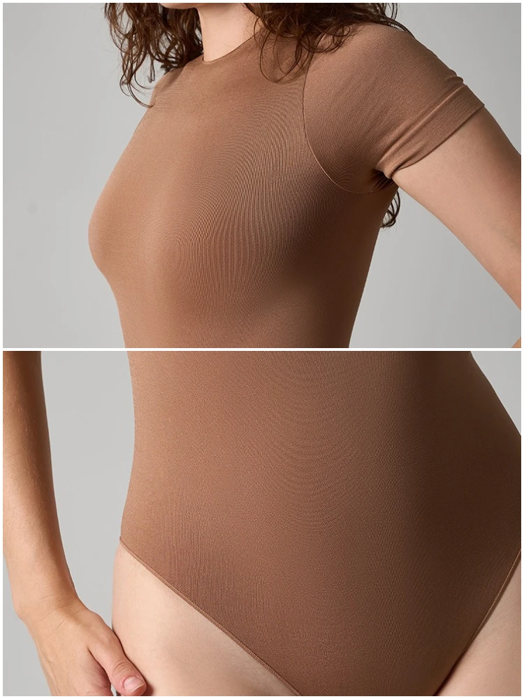 VITALINOVO Damen-Body mit Rundhalsausschnitt und langen Ärmeln, Basic Slim Fit, bequem, leicht, zum Schichten, sexy Tanga-Top, Herbst-Winter-Outfits – Detail 15
