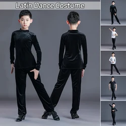 Children Latin Dance Costumes Shirt Pants Suit Boys Ballroom Dance Tops Tango Latin Practice Competition Performance Costumes