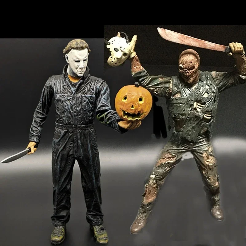 Anime NECA Halloween Michael Myers Jason Voorhees Part 7 The New Blood Action Figure 17cm Collection Model Toys Gifts