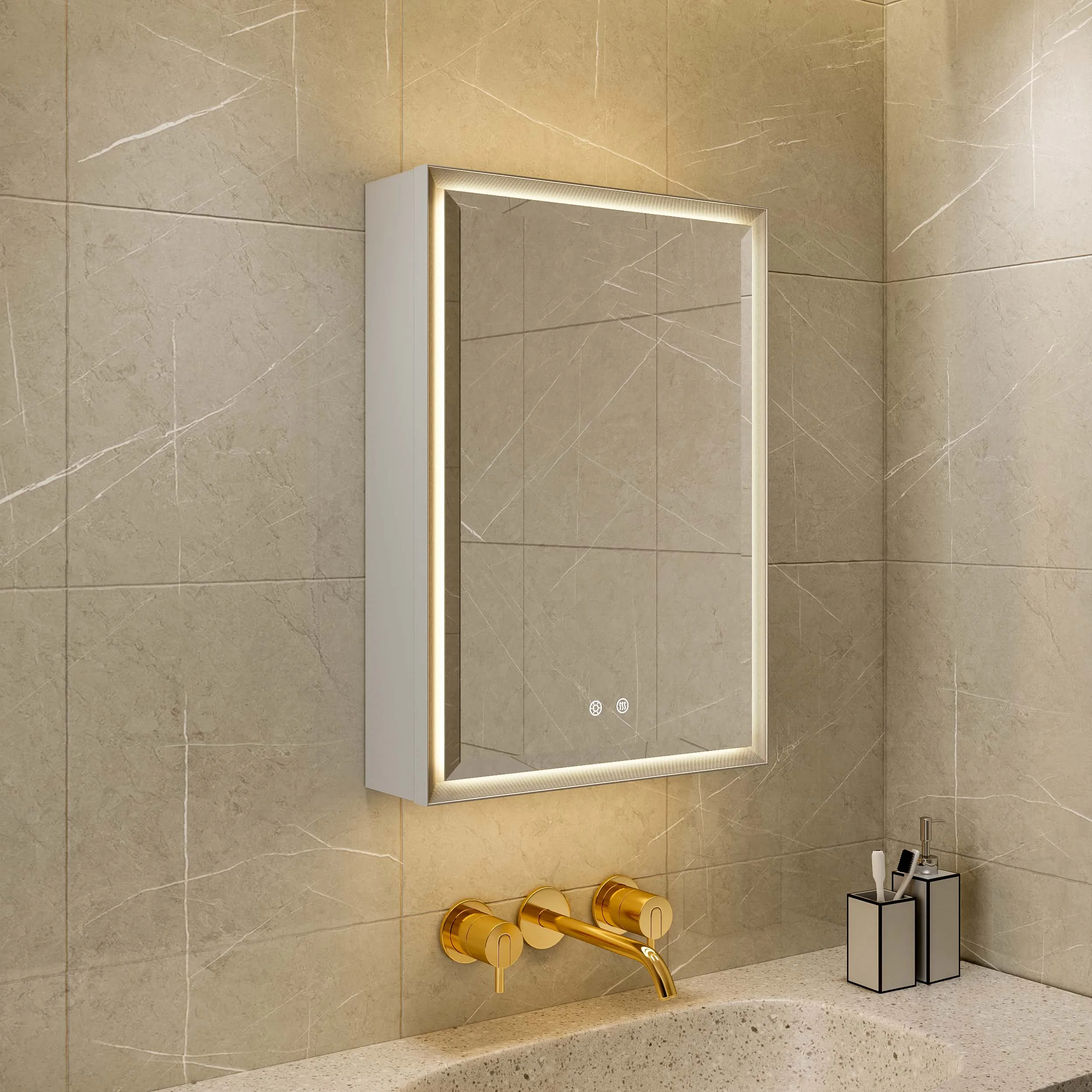 

Modern Toilet Storage Washroom Wall Lighted Anti Fog Medicine 500 X 700 Vanity Led Bathroom Mirror Cabinet With Light
