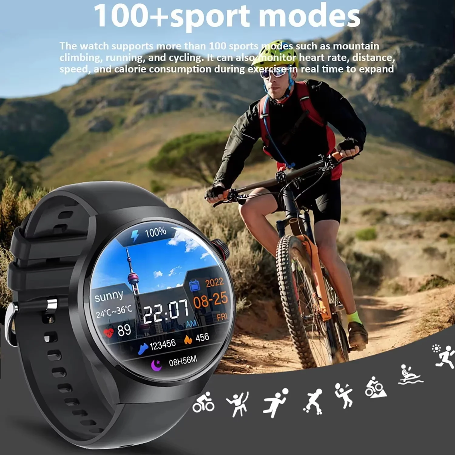 Nowość od DAORKOW 2025 GPS NFC Smartwatch Męski Ekran AMOLED 360*360 Pomiar Tętna Połączenia Bluetooth Wodoodporny Smartwatch Sportowy dla Mężczyzn
