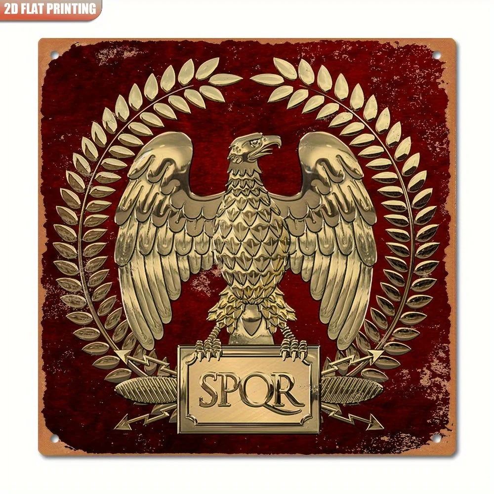 Vintage Gold Empire Eagle Metal Wall Art 2D Plane Roman Empire Sign Home Man Cave Decor