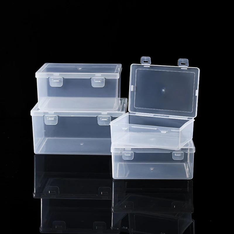 /YOV/Art Plastic Clear Double Buckle Storage Box Nail Rhinestone Brush Pen Buffer Grinding Files Organizer Container Case Nail