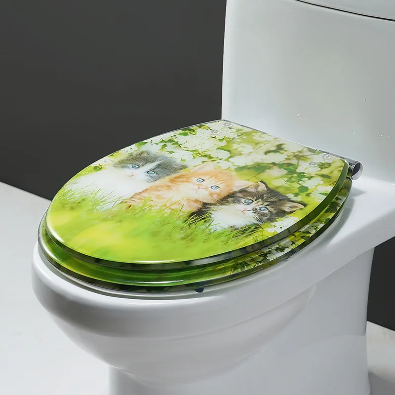 

Resin Toilet Seats Cover,Mute Multi-color Universal Thicker Type Cartoon Toilet Cover,U/V/O Type Toilet Seats