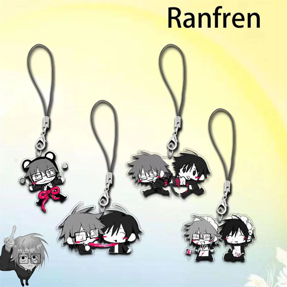 Anime Ranfren Randal Satoru Keychain Cosplay Acrylic Key Chain Rope Phone Chain Cute Figure Pendant Bag Accessories Unisex Prop