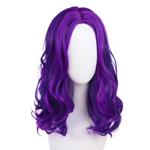 Synthetic Purple Wigs Long Curly Wavy Hair Wig Heat Resistant Middle Parting Anime Wig for Women Costume Girls Cosplay Party