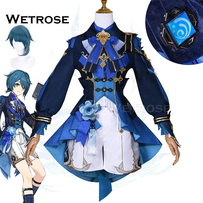 【Wetrose】 Xingqiu 2024 New Year Outfit Skin Cosplay Costume Genshin Impact Bamboo Rain Xing Qiu Син Цю Lantern Rite Attire Dress
