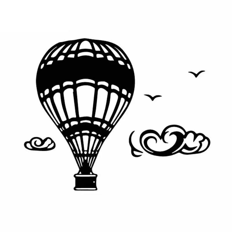 

Hot Air Balloon Flying Bird and Cloud Stickers High Quality Car Decoration Personality Pvc Decals Black/white, 15cm*18cm