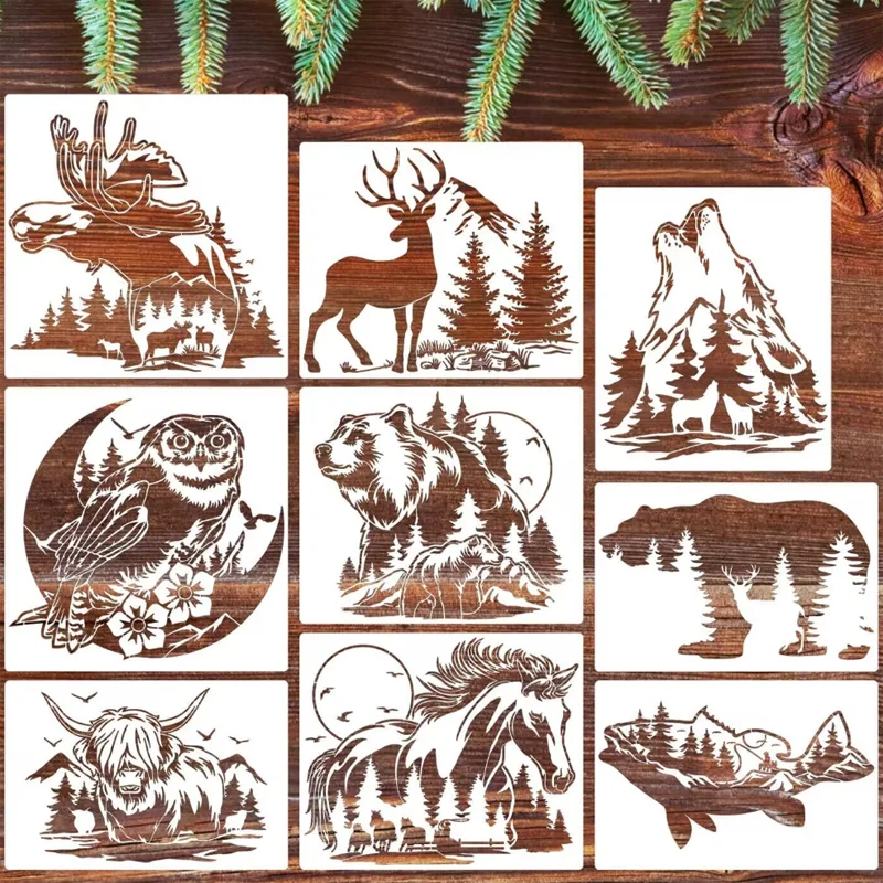 30*25CM Forest Animal Graffiti Stencils DIY Layering Wall Scrapbook Coloring Embossing Album Decoration Card Painting Template