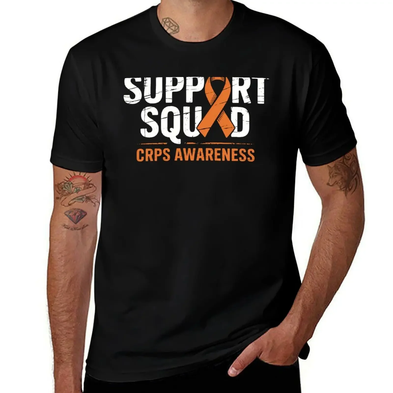 

Support Squad Family Team RSD CRPS Awareness Orange Ribbon T-Shirt plain gifts for boyfriend blue lock shirts men graphic