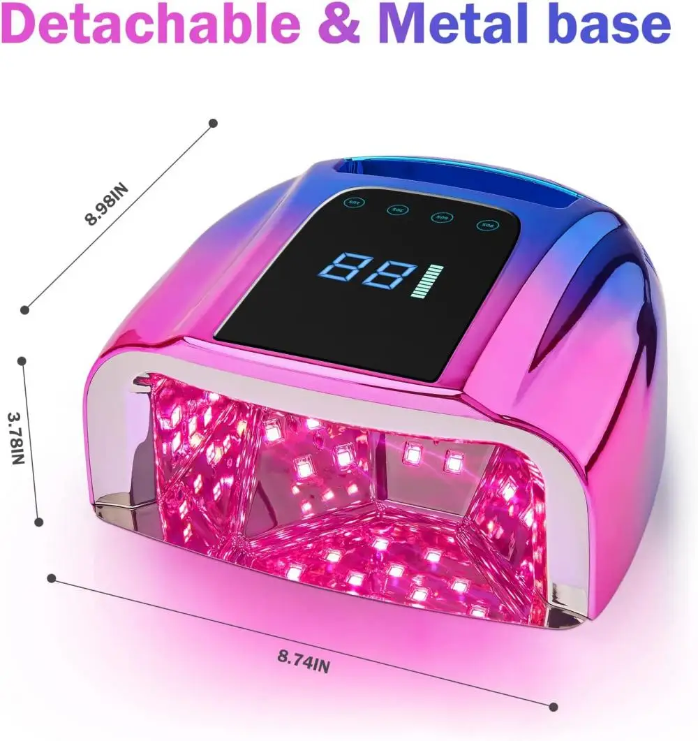 96W Wireless Nail Lamp with Mirror Pad Cordless Gel Polish Dryer Pedicure Machine UV Light for Nails Rechargeable Nails LED Lamp