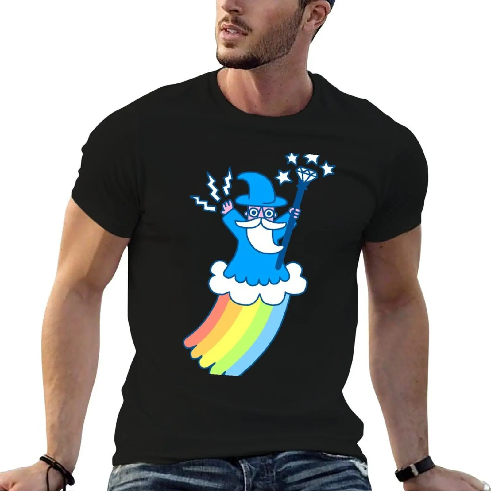 

Rainbow Wizard T-Shirt black cotton t-shirt plain for man package t shirt men 100% cotton luxury brand T-Shirt