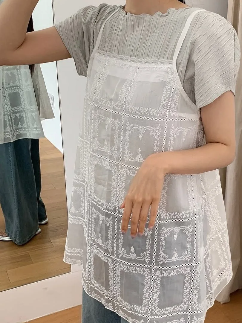 Vestido Sem Alças Chic de Verão para Mulheres, Moda Versátil com Design de Bordado em Camadas, Saia Sensacional para o Dia a ...