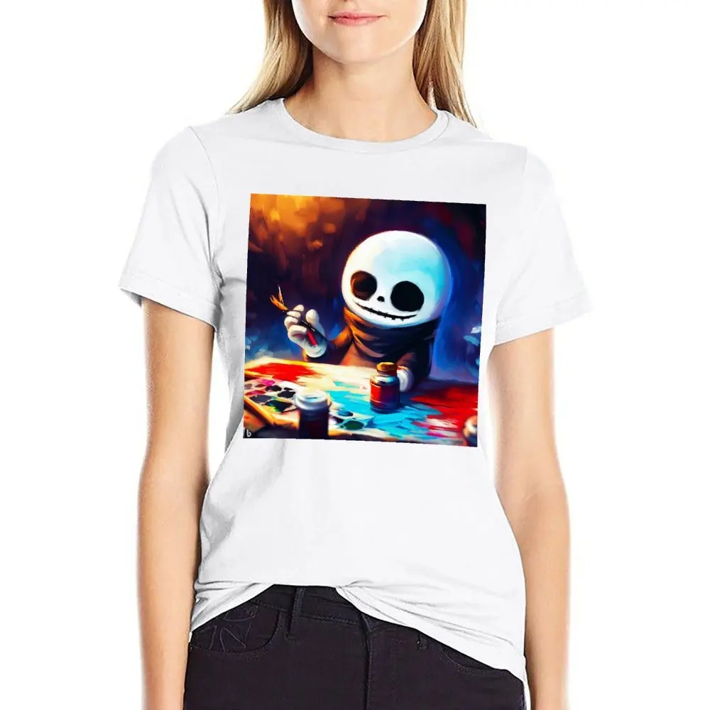 Painting The Many Emotions Of Sans Undertale T-shirt Crewneck Campaign Tshirt Novelty Travel Humor Graphic