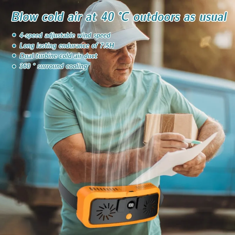 

Waist-hanging Fan Outdoor Construction fishing Portable Waist-clip Portable Fan To Cool Down USB High-speed Powerful wind Fan