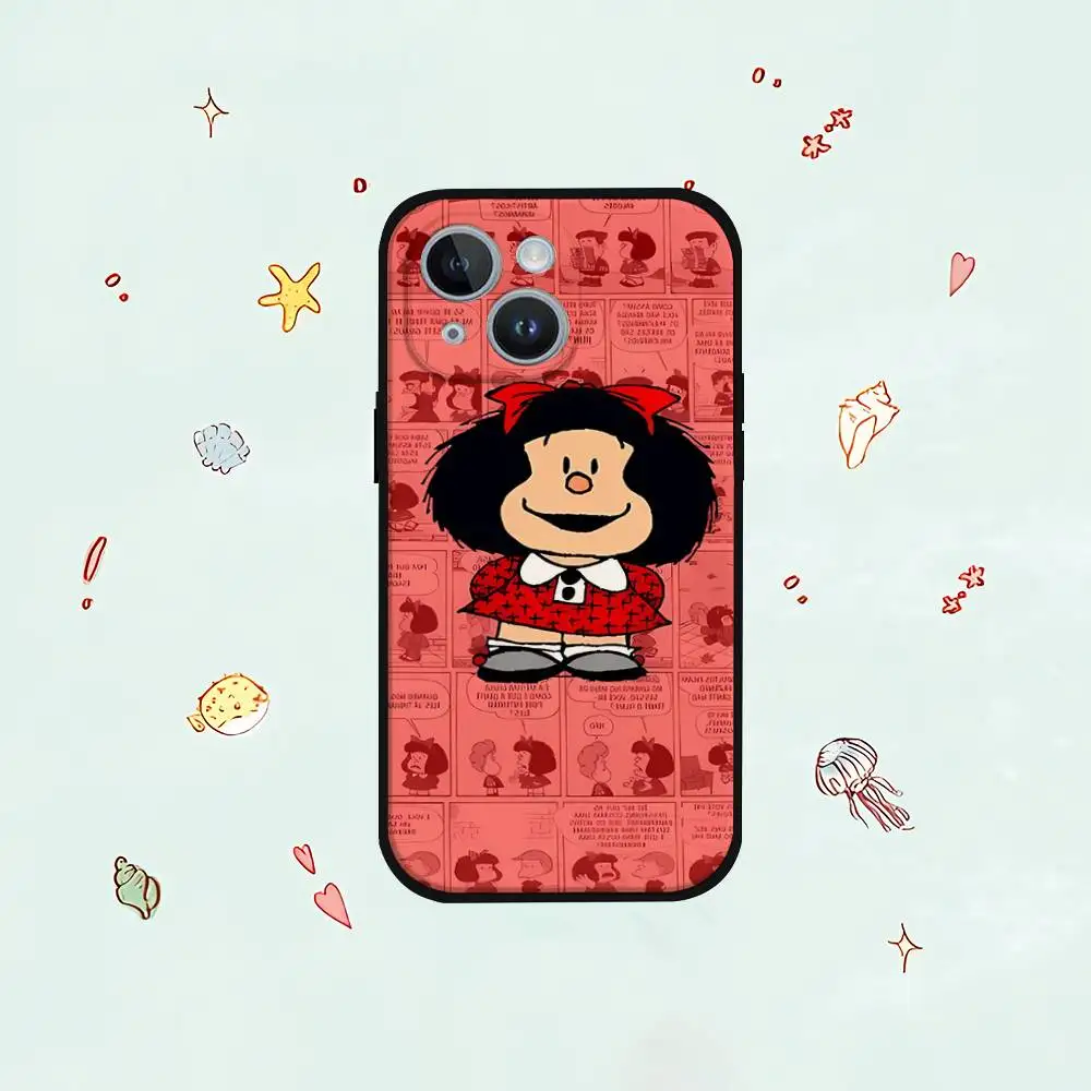 لطيف الكرتون مافالدا جراب هاتف جراب هاتف آيفون 17 16 15 14 13 12 11 X XR XS زائد برو ماكس غطاء أسود ناعم صغير #2