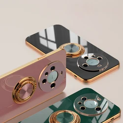 Luxury Plating Metal Ring Holder Shockproof Case For For Huawei Mate 60 50 40 30 20 10 Pro P60 P50 P40 P30 P20 Lite Back Cover