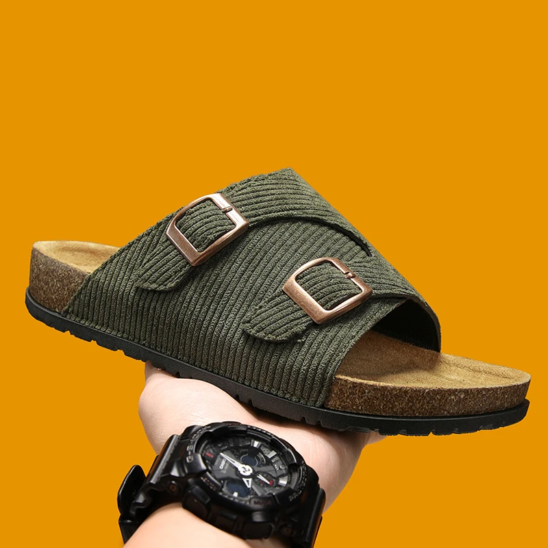 2026 New Summer Couple Light Luxury Cork Slippers, Vintage Buckle Casual Mules, Unisex Outdoor Beach Footwear For Men Women