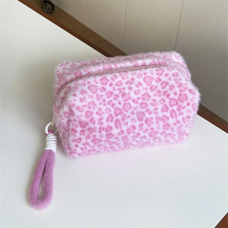 Leopard Print Makeup Bags Cosmetic Organizer Travel Toiletry Bag Cute Portable Clutch Pouch