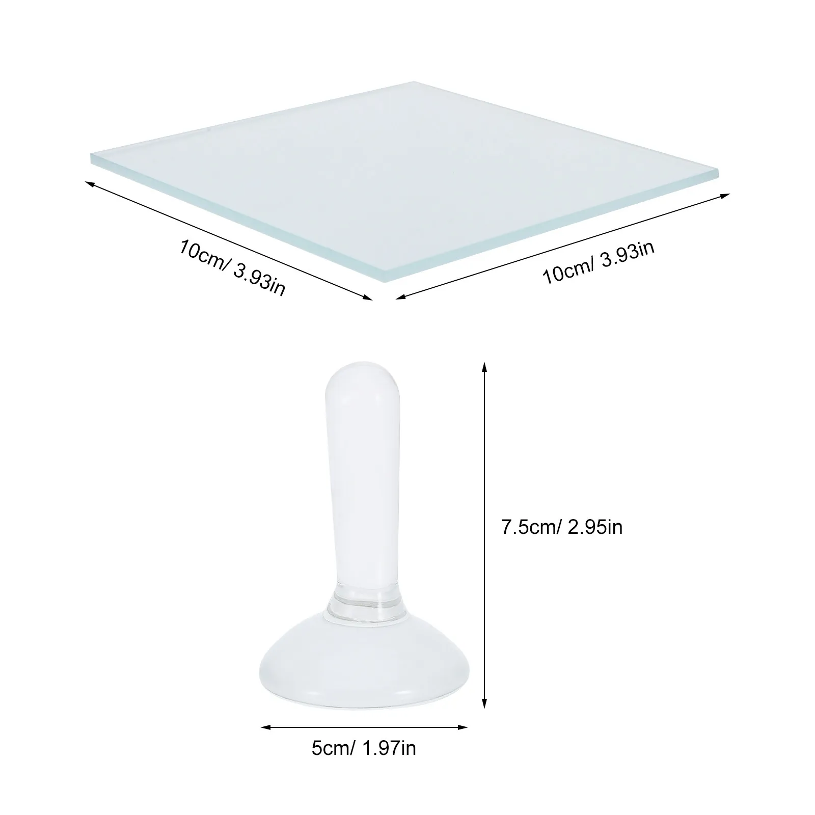 1Set Mineral Pigment Grinding Plate Glass Muller and Slab 4x4 3x2 Pestle for Oil Acrylic Painting Artists Studio Art Supplies view 2