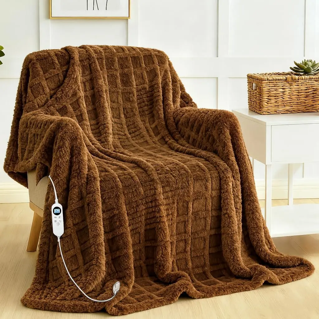 

Waffle Heating Blanket with 12 Heat Levels & Timer, Fast Heating, Overheat Protection for Home Office Sofa-50"x60"