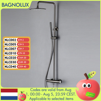Wall-Mounted Thermostatic Valve System Bagnolux Brushed Gray Brass Rain Faucet  8 - 12\