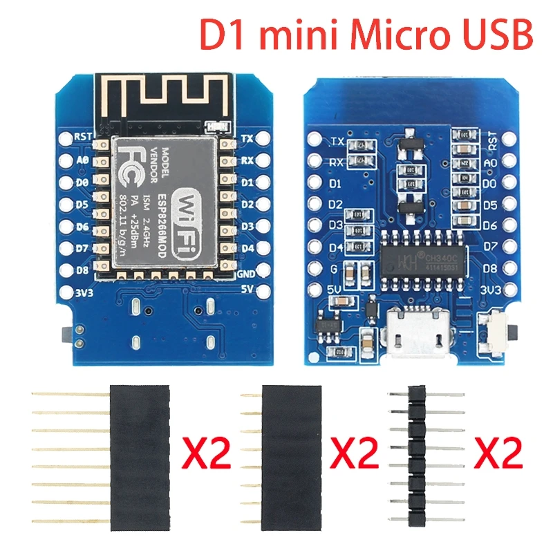 D1 Mini TYPE-C/MICRO ESP8266 ESP-12F CH340G V2 USB D1 Mini WIFI Development Board D1 Mini NodeMCU Lua IOT Board 3.3V With Pins