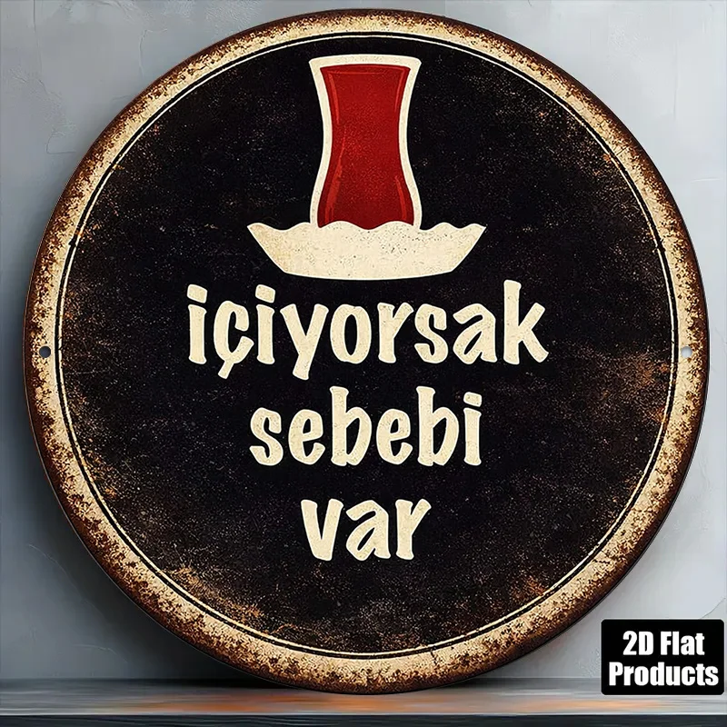1pc 8*8in/20x20cm 2D flat round metal sign, vintage metal plaque about 
