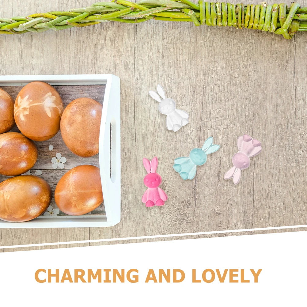 

40pcs Rabbit Accessories Resin Beads Crafts DIY Candy Color Transparent Cartoon Easter Jewelry Making Loose Charms