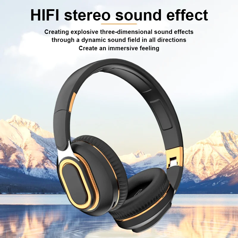 Wireless Headset Bluetooth 10Hours Playback Headphone with Mic Music Game Sport Earphone Foldable Support TF SD-Card Tws Earbud