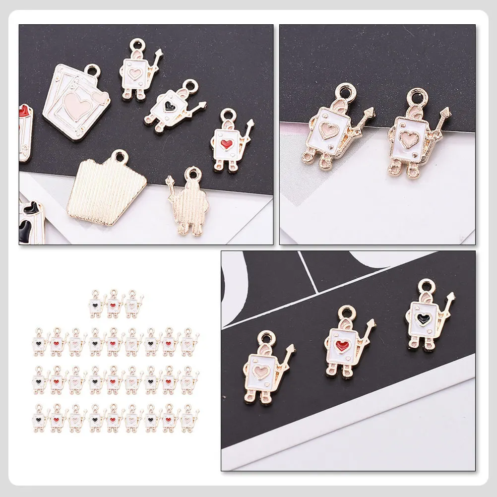 

30Pcs Lovely Pendant Ear Ornament Poker Soldier Charm DIY Kit for Bracelet Keyring Bag Decoration Cartoon Metal
