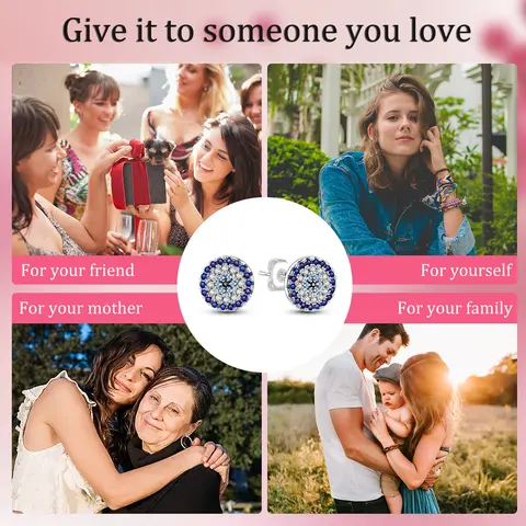 Högkvalitativa örhängen 925 sterlingsilver Blå magiska öga för kvinnor Fin juvel inredd med glänsande zirkon Födelsedagsfestpresenter 6 best sales topstoney - №5