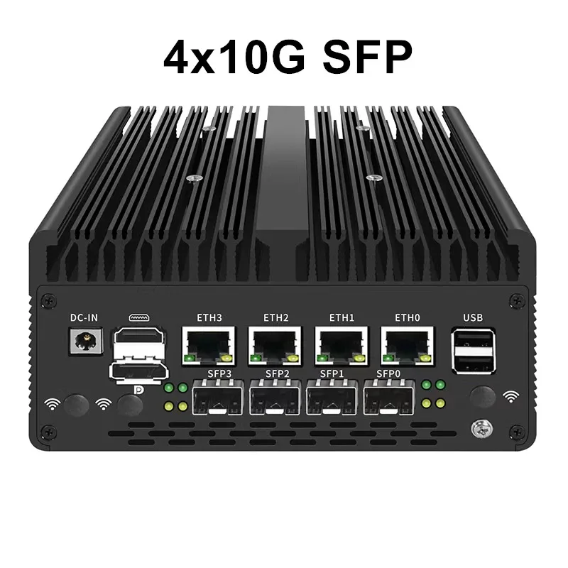 Computador firewall industrial incorporado 2*10g ou 4*10g sfp core i7 13620h 8505u fanless 4x2.5g lan escritório em casa mini servidor host 5g