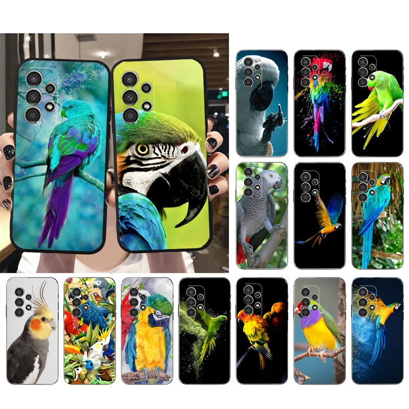 Phone Case for Samsung Galaxy A55 A15 A54 A52 A33 A34 A35 A25 A05s A05 A22 A24 M34 M54 M23 M14 Parrot Bird Macaw Funda