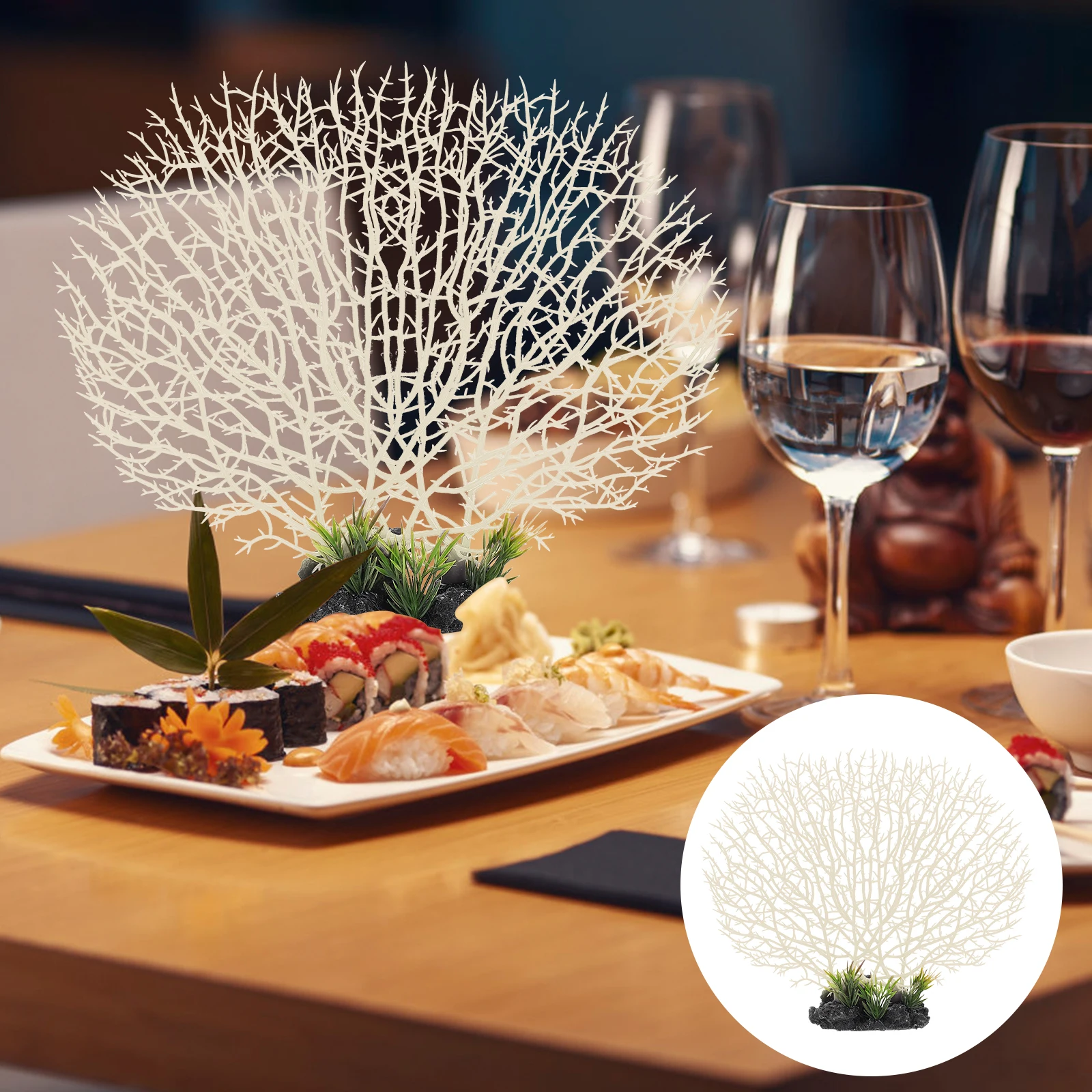 

Artificial Plate Decor Cold Dish Decoration Faux Plants Indoor Sushi Accessories Serving Plate Ornament