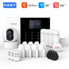 Pgst residencial tuya inteligente gsm wifi sistema de alarme para casa alarme segurança sem fio casa vida inteligente app controle trabalho com alexa