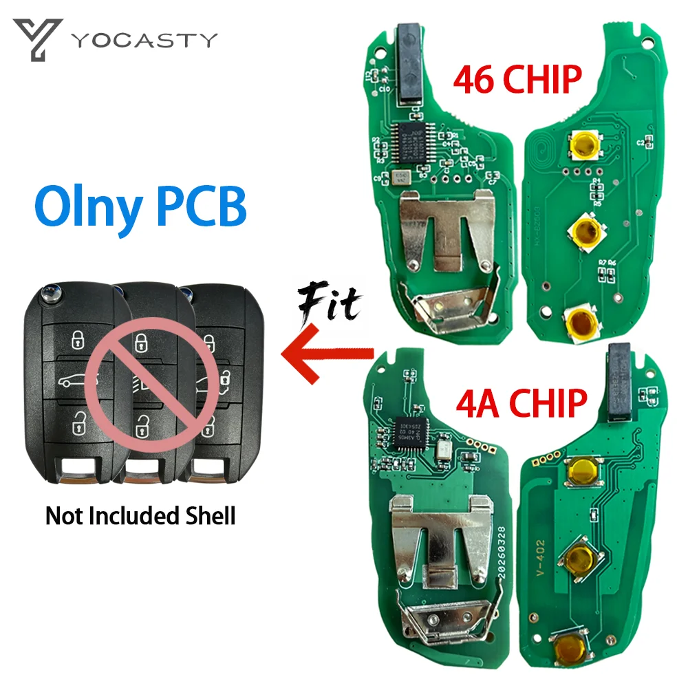 YOCASTY ID46 / 4A Chip PCB Remote Car Key Circuit Board For Peugeot 208 2008 301 308 508 5008 RCZ For Citroen C-Elysee C4-Cactus
