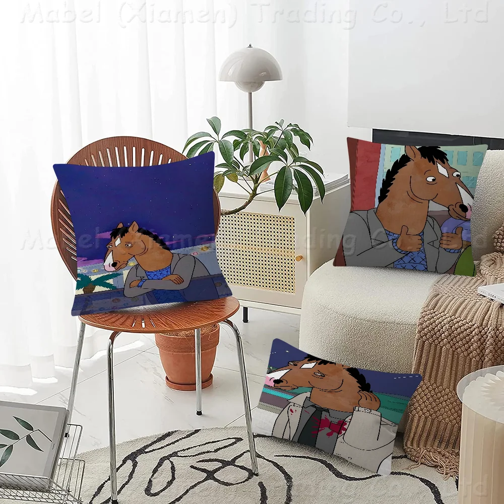 B-BoJack Funny Horsemans Pillow Cover Sofa Cushion Cover Home Room Decoration Children Gift