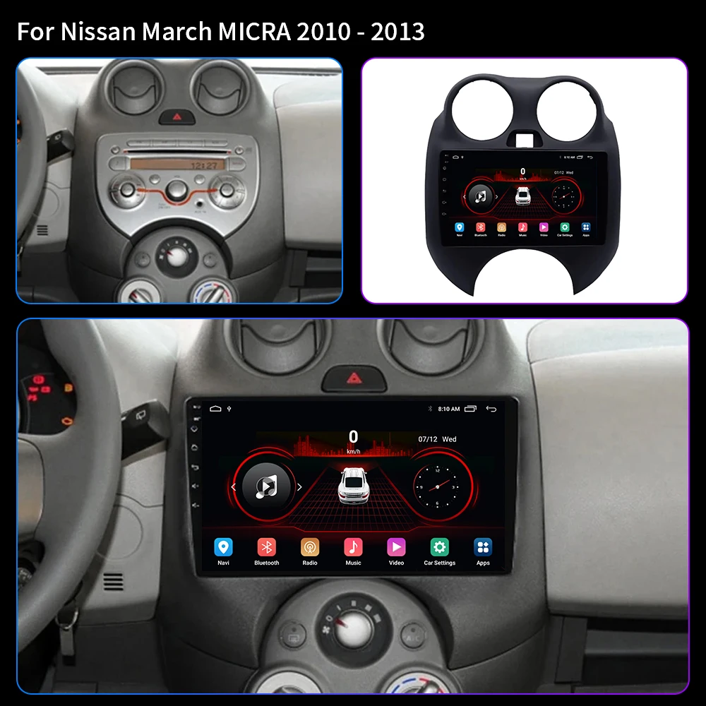 Android 12 For Nissan March MICRA 2010 - 2013 Car Auto Radio Multimedia Player GPS Navigation DVD 2DIN Stereo Head Unit Carplay