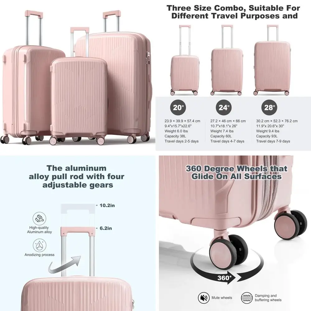 

3-piece hardshell luggage set: 20" carry-on, 24", 28" suitcases