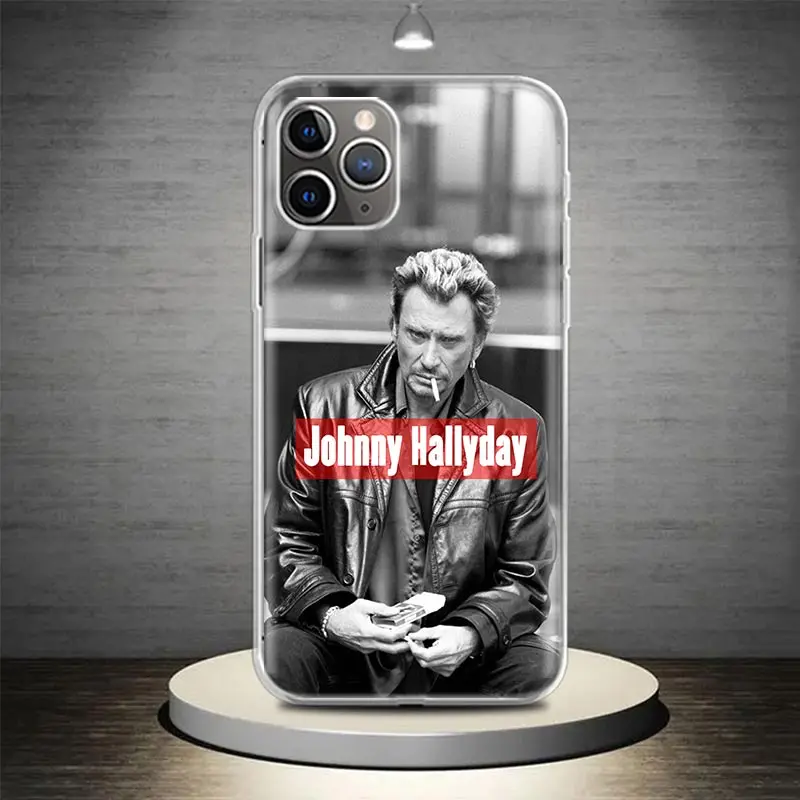 Johnny Hallyday Music Phone Case Cover For iPhone 14 13 Pro 11 15 Art 12 XR X XS Max 7 8 6S Plus SE Soft Pattern Coque Funda