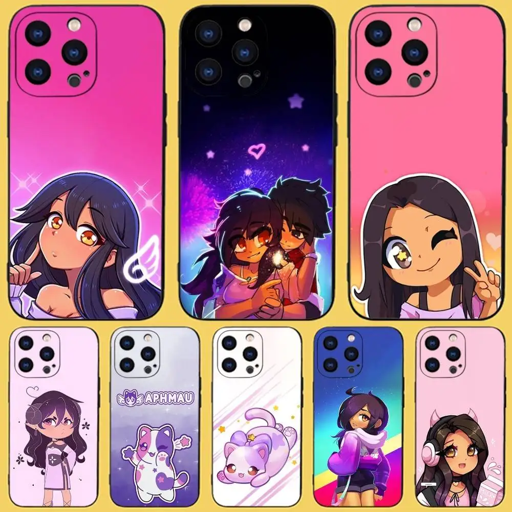 

A-Aphmau Meow Anime Cats Phone Case For iPhone 16,15,14,13,12,11,Pro,XS,Max,XR,Plus,E,SE4,Mini Black Fashion Cover