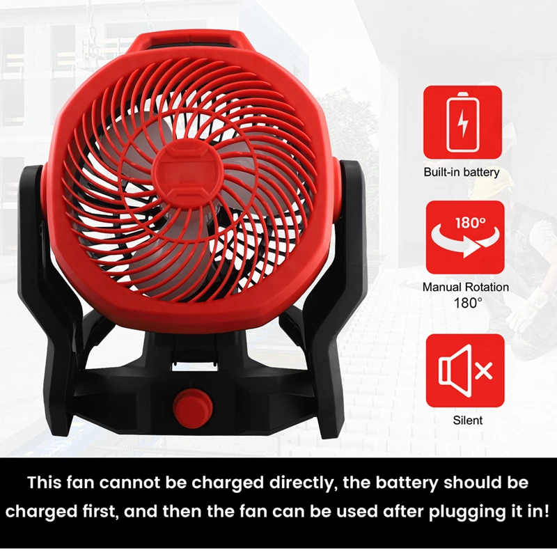 For Milwaukee M18 18V Battery Powered Fan,650 CFM Cordless Fan,Variable Speed Battery Fan,Worksite Camping Fan,US PLUG