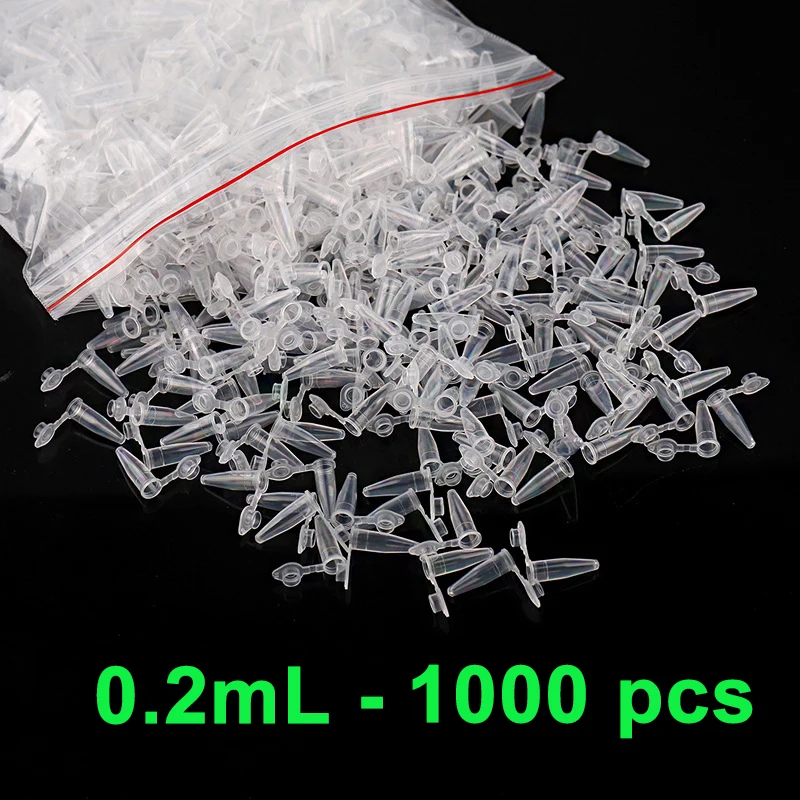 tubos de plastico transparente micro centrifuga tubos de teste experimental recipiente para ciencia ou laboratorio tampa 02ml 1000 pcs 01