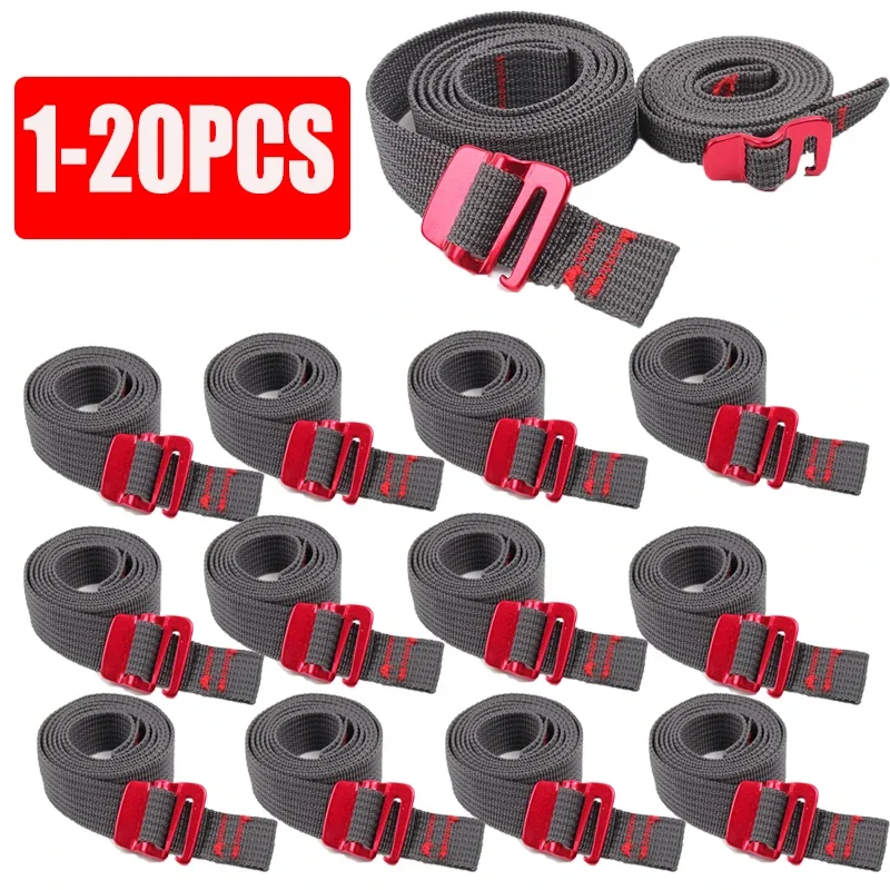 1-20PCS  Hiking Climbing Tension Belts Buckle Tie-Down 1.5m Belt Cargo Straps Cord Tape Nylon Rope with Quick Release Hook