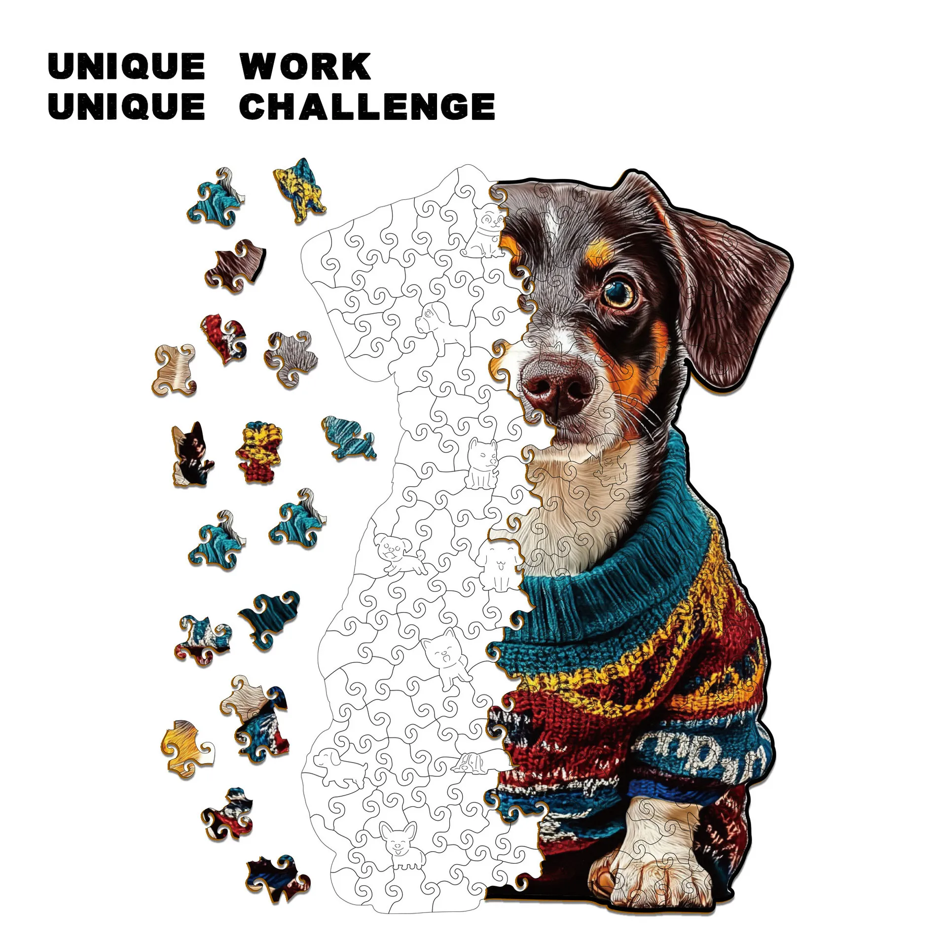 107/201pcs 개 불규칙한 모양의 나무 퍼즐 닥스훈트 직소 퍼즐 스트레스 해소 게임 생일 크리스마스 선물 홈 장식용