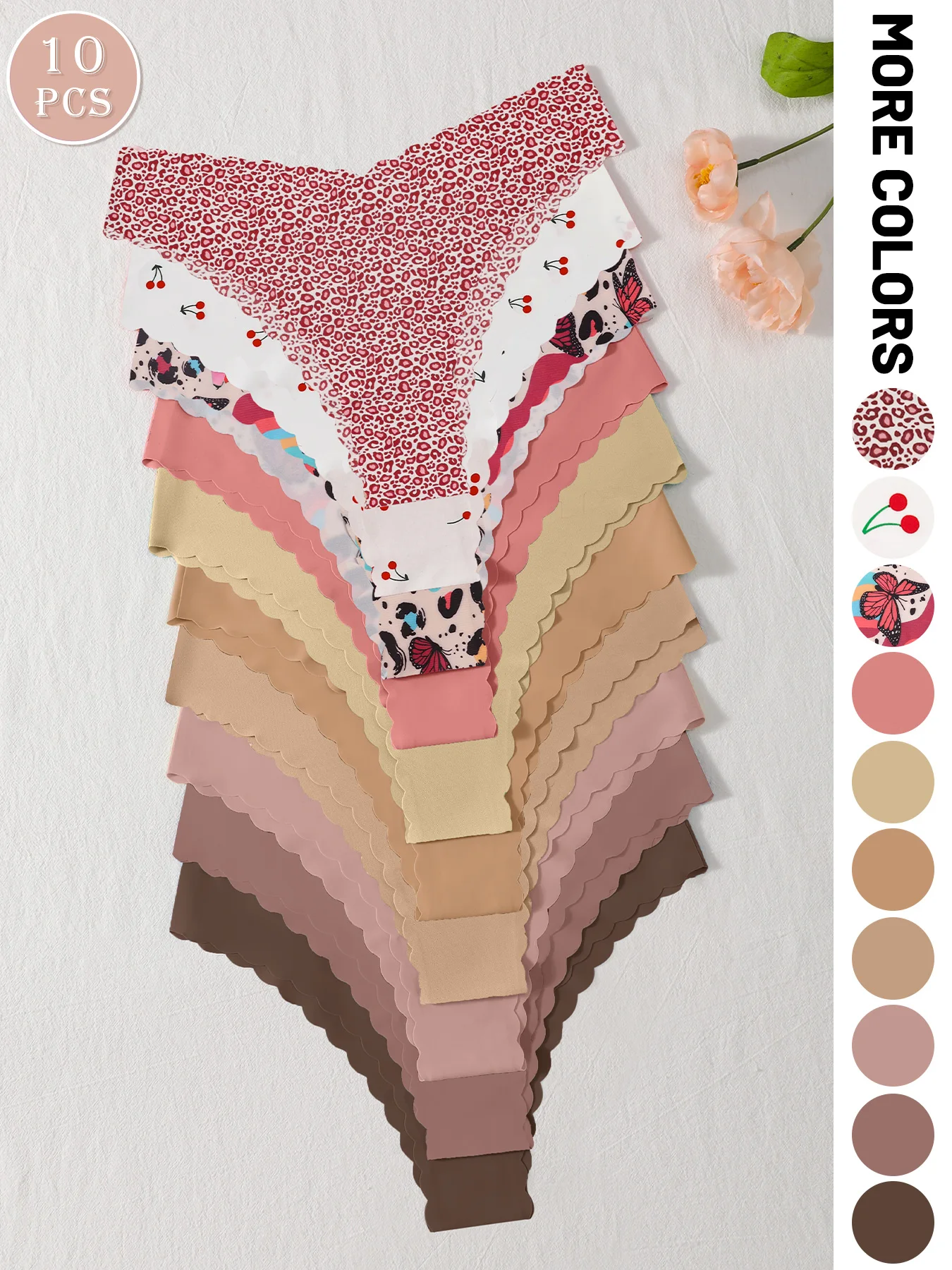 10pcs/Pack Women Seamless Comfort Triangle Panties